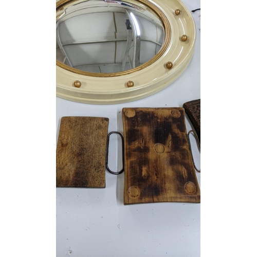 486 - Mixed mirrors to include four treen mirrors together with a modern porthole style mirror
Location:RW... 