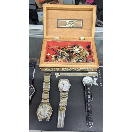 408 - A mixed lot of watches and cufflinks to include a Pulsar, Seiko, SQ100 and other items
Location:RAB