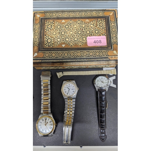 408 - A mixed lot of watches and cufflinks to include a Pulsar, Seiko, SQ100 and other items
Location:RAB