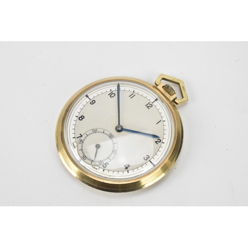 93 - A Cortebert 1930s, 9ct gold, open faced pocket watch, the silvered dial having Arabic numerals, blue... 