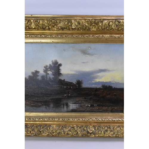 110 - Franz Reder-Broili (German 1854-1918) - A pair of oil on panels lowland landscapes, one depicting a ... 