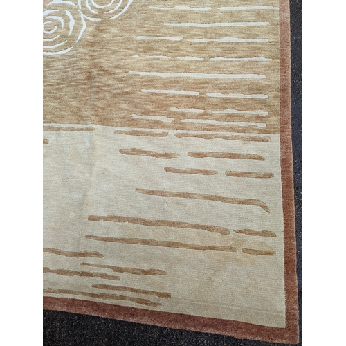 112 - A contemporary cream and beige rug with swirl and line decoration 242cm x 175cm Location:A3B