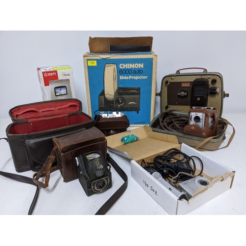 116 - A selection of vintage film and digital cameras to include a Koroll Benamie film 120 leather cased c... 