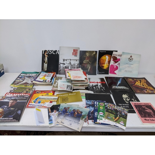 117 - A collection of theatre and sporting programmes, tickets and ephemera, some autographed to include c... 