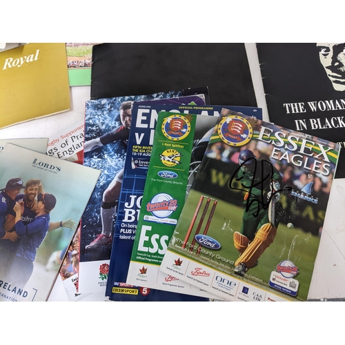 117 - A collection of theatre and sporting programmes, tickets and ephemera, some autographed to include c... 