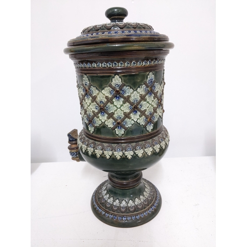 119 - A 19th century Doulton stoneware water filter fountain with original tap, stamp marks to base and un... 