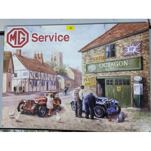 68 - A metal MG Service sign after a painting by Kevin Walsh 50cm x 70cm Location:G