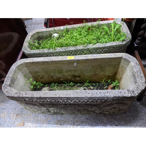 80 - A pair of weather garden concrete planters, 26Hx71Lx29D
Location:G