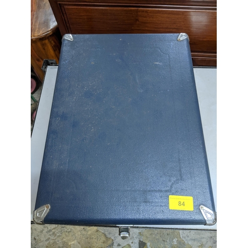 84 - A blue cased Columbia wind up gramophone 
Location:G