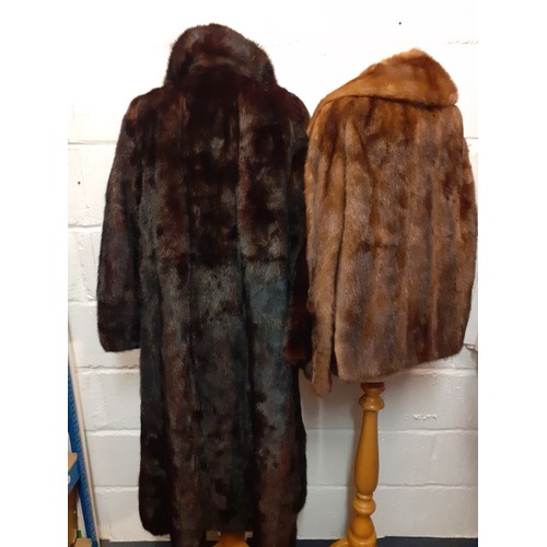 127 - A 1970's dyed chestnut brown ranch mink coat purchased from Dickins & Jones complete with 1978 recei... 