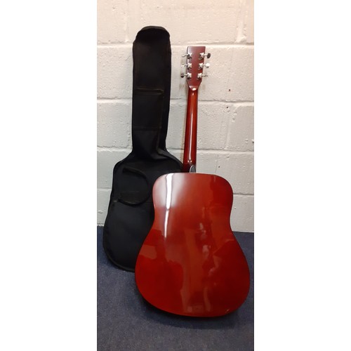 191 - A Chantry acoustic guitar in black fabric case, model no:3077N together with a black folding guitar ... 