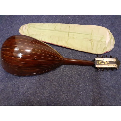 193 - A Circa 1900's Napoli Carlo Cristini rosewood and boxwood inlay mandolin with mother of pearl and to... 