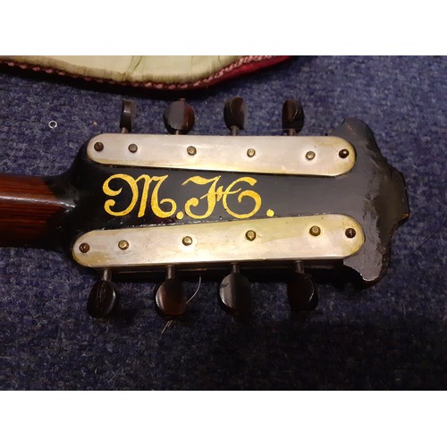 193 - A Circa 1900's Napoli Carlo Cristini rosewood and boxwood inlay mandolin with mother of pearl and to... 