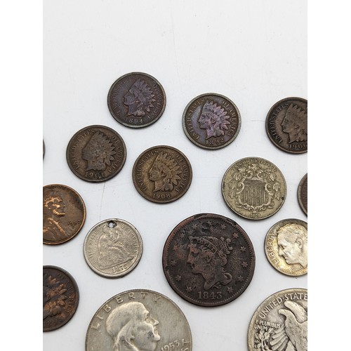 United States of America - mixed coins to include 1843 One Cent, 1872 ...