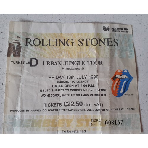 186 - A 1990's Rolling Stones Urban Jungle Tour ticket No:008157 together with a reproduction of a 1965 Ma... 