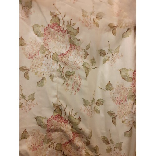 98 - Two pairs of full length Fairfax & Cole curtains having a cream/light beige ground with hydrangea de... 