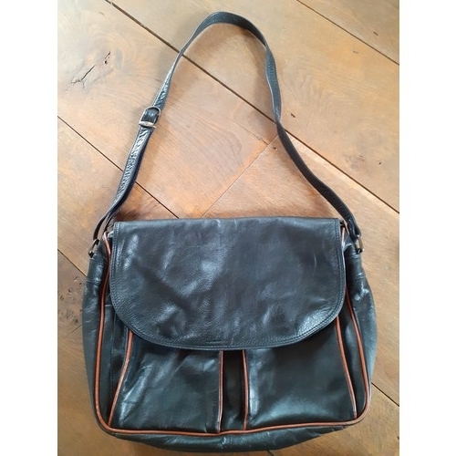 94 - Two vintage bags comprising a Suzy Smith black leather handbag 31cm Wide x 21cm High having a mock s... 