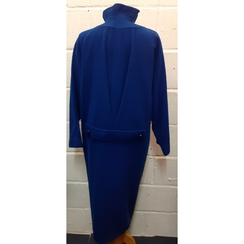 91 - Three late 20th Century ladies coats comprising a Pierre Cardin 'Creation' royal blue and wool mix c... 