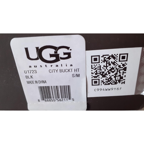 117 - Ugg- A black 'City' bucket hat with black shearling lining, size small/medium with branded box. 
Loc... 