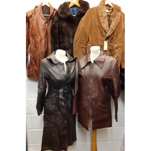 170 - A group of 1970's gents and ladies jackets and coats to include a 'Swears & Wells' ladies black leat... 