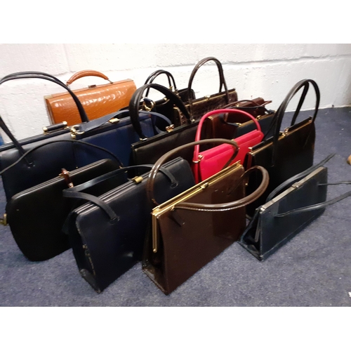 82 - A quantity of mainly mid 20th Century ladies handbags all with gold tone hardware to include Ackery ... 