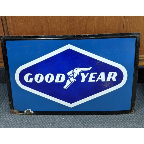 376 - A late 20th century 'Goodyear' enamel advertising sign, 61cm x 39cm
Location: A4M