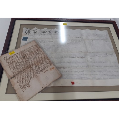 379 - A framed 17th century indenture and a 1649 will originally belonging to John Walker of Lupton.
Locat... 