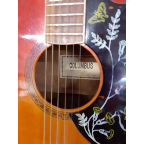 184 - A Columbus Hummingbird acoustic 6-string guitar model no:WH-59, having a cherry sunburst design, mot... 