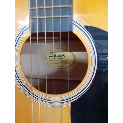 185 - A Squier acoustic guitars Model No:SA-105, serial no: CFS1453478, designed and backed by Fender. Loc... 