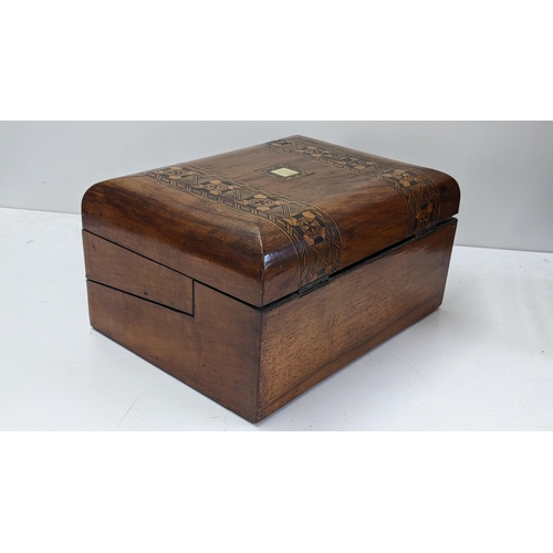 203 - A Victorian walnut Tunbridge ware writing slope with parquetry inlaid and fitted interior
Location: ... 