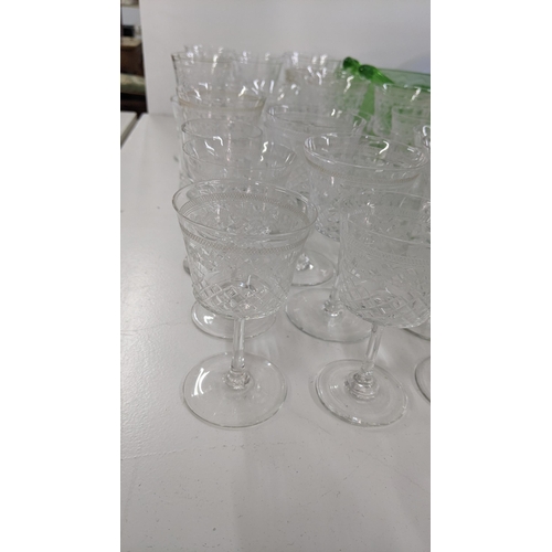 317 - Mixed glassware and pewter to include six Royal Doulton crystal cut glasses boxed, two pewter tea po... 