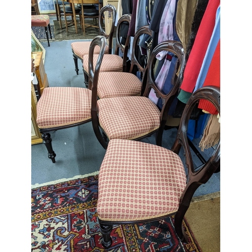 342 - A set of six Victorian mahogany balloon back dining chairs with overstuffed upholstered seats
Locati... 