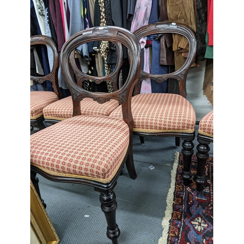 342 - A set of six Victorian mahogany balloon back dining chairs with overstuffed upholstered seats
Locati... 