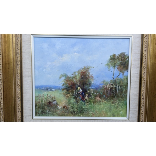 233 - Elwyn White - an oil on board entitled 'An Afternoon Ramble', 34cm x 29cm, framed
Location: RWB