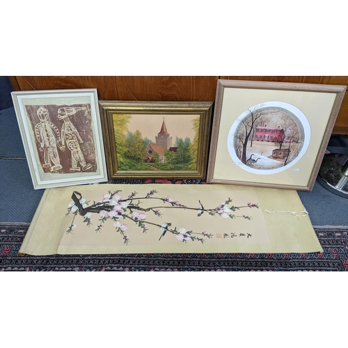 234 - Mixed pictures to include a limited edition print, oil on board depicting a church and others
Locati... 