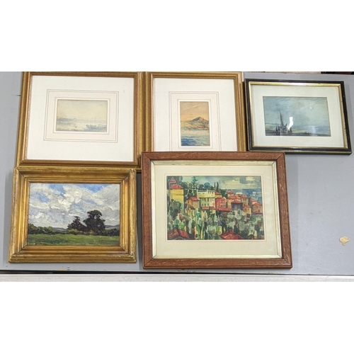 315 - mixed framed paintings to include Dorothy E Walker - oil on board depicting a country landscape and ... 