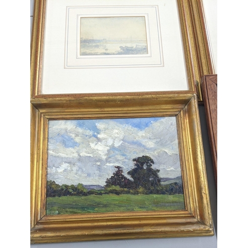 315 - mixed framed paintings to include Dorothy E Walker - oil on board depicting a country landscape and ... 