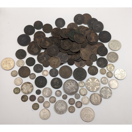 410 - British Coins - a mixed collection to include Victorian 1888 Crown, 1887 Halfcrown, 1887 Double Flor... 