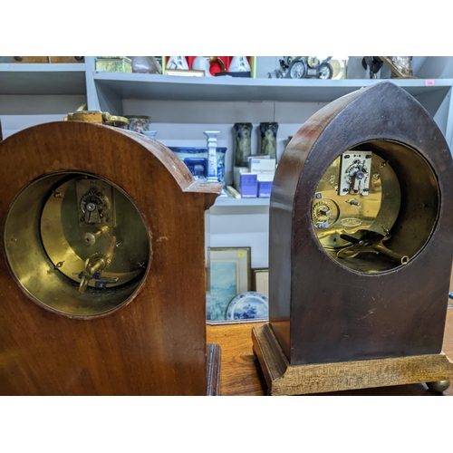 217 - Two early 20th century mahogany cased mantel clocks, one a Mappin & Webb bracket style clock, the ot... 