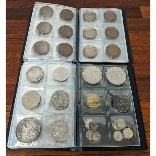 295 - 19th and 20th century silver and copper coins and medallions to include a Crown 1890, a half crown 1... 