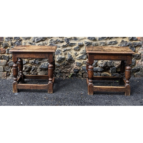 297 - A pair of early 20th century oak joint stools on turned block legs Location: G