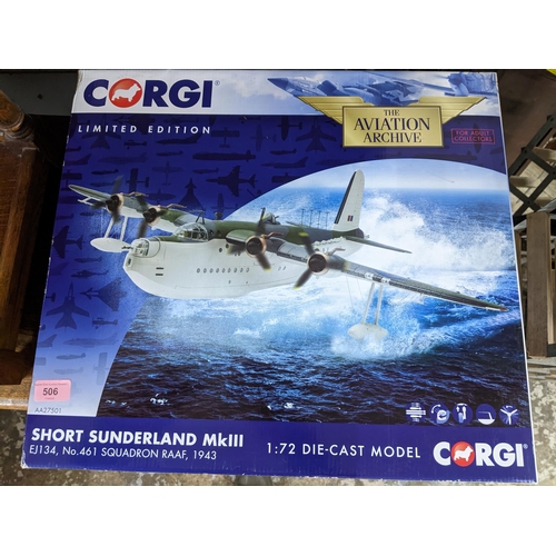 506 - A boxed Corgi Aviation Archive limited edition model of a Short Sunderland Mark III EJ134 No.461 Squ... 