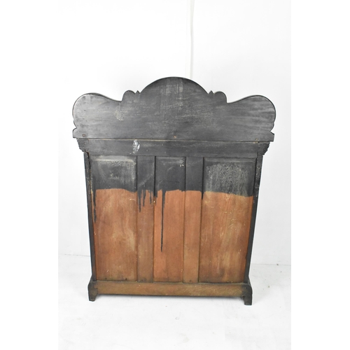 120 - A 19th century Anglo Indian colonial black lacquered hardwood cabinet, serpentine fronted and profus... 