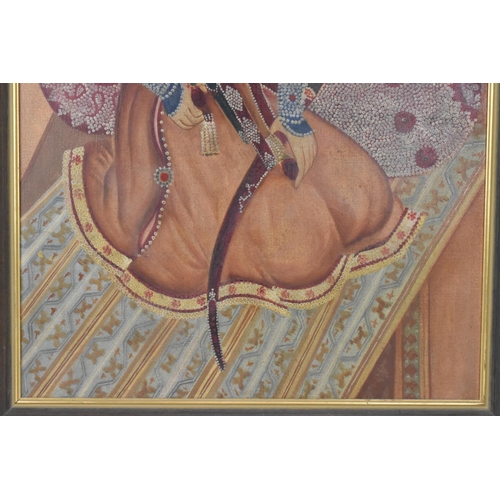 132 - Yervand Nahapetian (1916 - 2006) - An oil on canvas depicting an Iranian gentleman kneeling, with ob... 