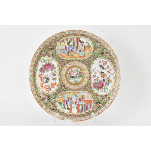 135 - A pair of Chinese export late 19th century Canton Famille Rose porcelain plates, in polychrome ename... 