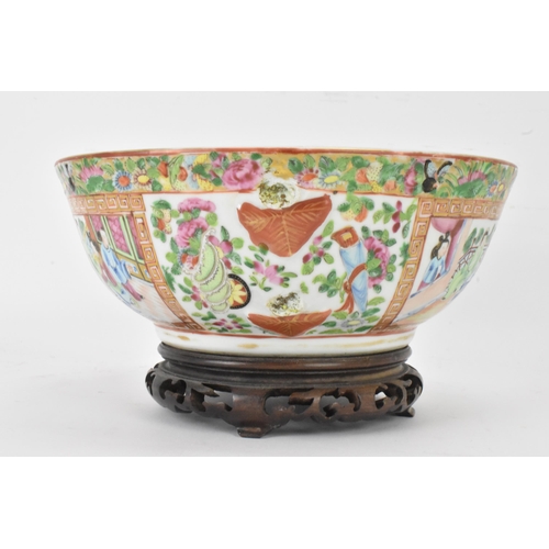 136 - A Chinese export late 19th century Canton Famille Rose bowl, in polychrome enamels, the exterior dec... 