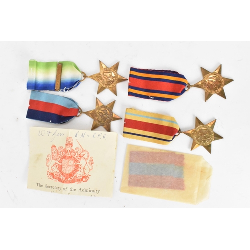 222 - A group of WWI and WWII medals to include a three medal WW1 group including a Royal fleet reserve lo... 