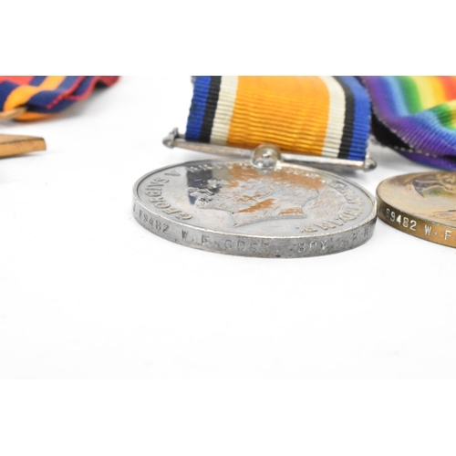 222 - A group of WWI and WWII medals to include a three medal WW1 group including a Royal fleet reserve lo... 