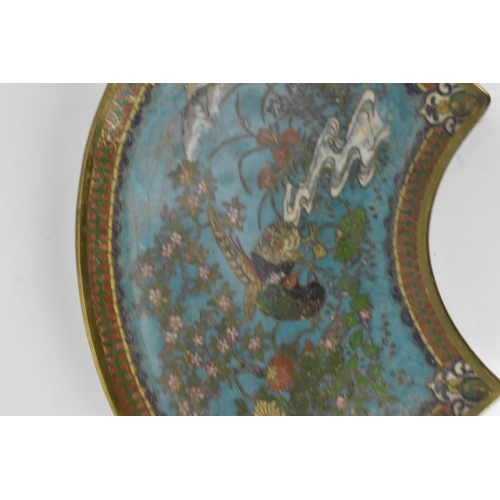 29 - A Japanese Meiji period cloisonne serving dish, circa 1880,  decorated with central birds among flow... 