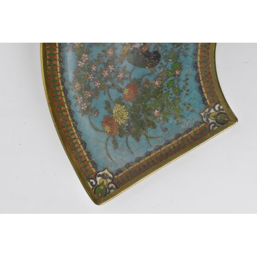 29 - A Japanese Meiji period cloisonne serving dish, circa 1880,  decorated with central birds among flow... 